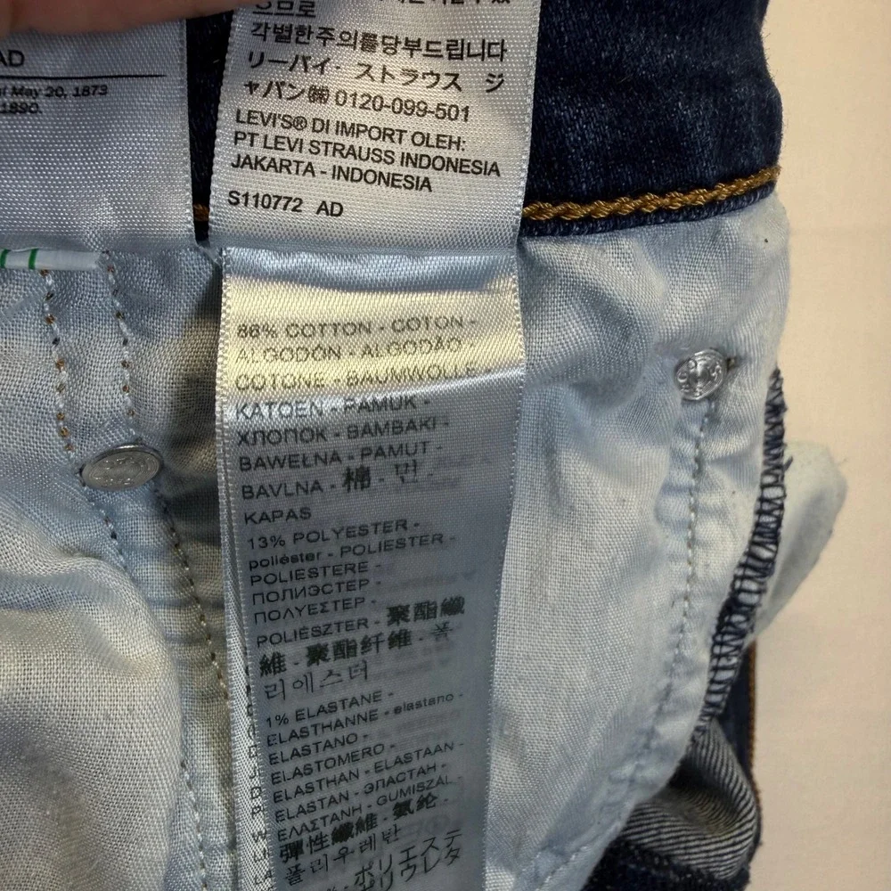 Levi's Ribcage Straight Ankle Distressed Jeans Dark Wash 31 Crop Wide Leg‎ Women